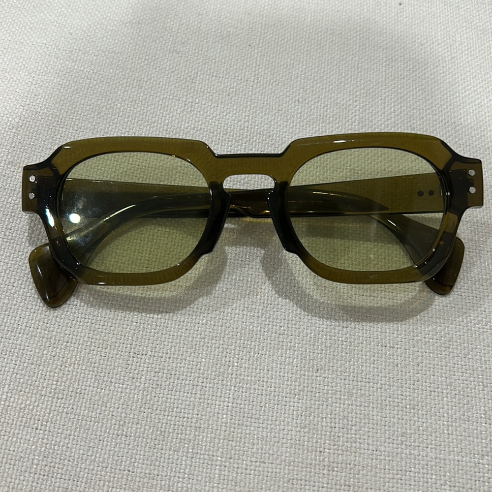 Trendy Olive Green Square Frame Sunglasses | Retro Chic - Picture 4 of 4